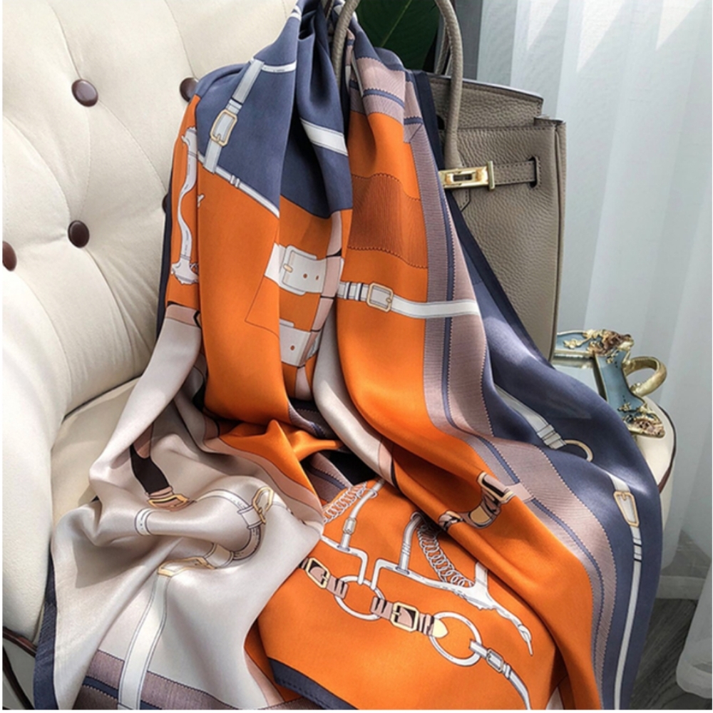 New 100% Silk Print Long Scarf Shawl Wraps - Picture 10 of 11